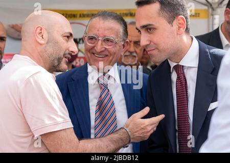 Somma Vesuviana, Naples, Italie. 05th juin 2022. Luigi Di Maio, Ministre des Affaires étrangères et de la coopération internationale, visite le 5 juin 2022 à Somma Vesuviana à l'occasion des élections locales. Crédit : Agence photo indépendante/Alamy Live News Banque D'Images