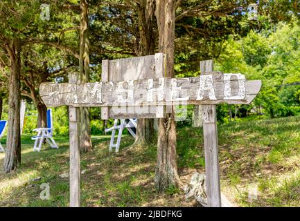 Panneau pour le Rams Head Inn, Shelter Island, NY Banque D'Images