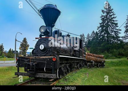 Patrimoine forestier moteur de train à vapeur, BC Forest Discovery Centre, Duncan (Colombie-Britannique), Canada Banque D'Images