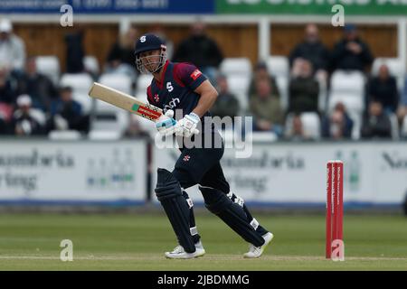 CHESTER LE STREET, ROYAUME-UNI. JUIN 5th Chris Lynn de Northamptonshire Steelbacks chauves-souris lors du match de Blast Vitality T20 entre le Durham County Cricket Club et le Northamptonshire County Cricket Club au Seat unique Riverside, Chester le dimanche 5th juin 2022. (Crédit : will Matthews | MI News) crédit : MI News & Sport /Alay Live News Banque D'Images