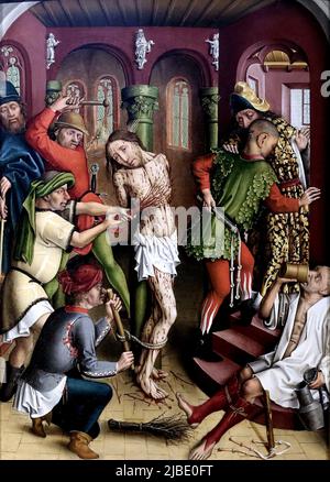 La flagellation du Christ par le Maître de la passion de Karlsruhe (éventuellement Hans Hirtz) Banque D'Images