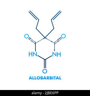 Formule chimique Allobarbital. Illustration de conception médicale. Structure moléculaire Illustration de Vecteur