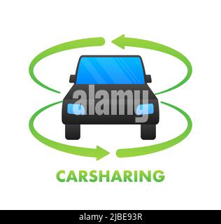 Concept de partage de voiture. Icône de vecteur de partage sur fond blanc. LIllustration pour la conception d'applications mobiles. Illustration vectorielle plate Illustration de Vecteur