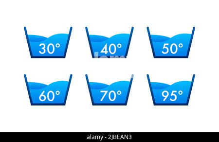 Température de l'eau. Icône de température de lavage avec thermomètre. Illustration de Vecteur