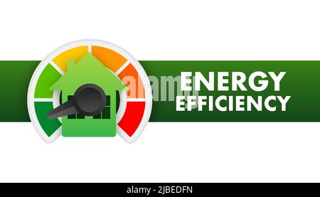 Efficacité énergétique écologique. Logo Vector. Concept de graphique. Fond d'énergie vert Illustration de Vecteur