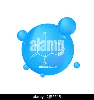 Formule chimique de la théobromine. Structure moléculaire chimique de la théobromine Illustration de Vecteur