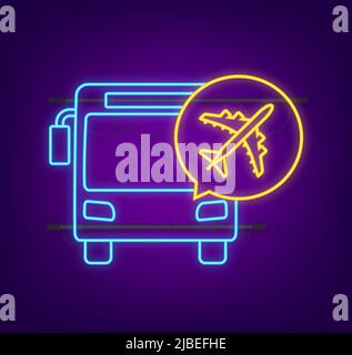 Transport depuis et vers l'aéroport. Icône néon. Illustration vectorielle isolée Illustration de Vecteur