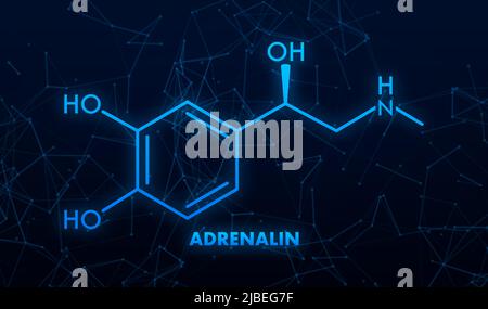 Adrénaline ou adrénaline, molécule de neurotransmetteur d'épinéphrine. Formule du squelette.illustration du vecteur Illustration de Vecteur