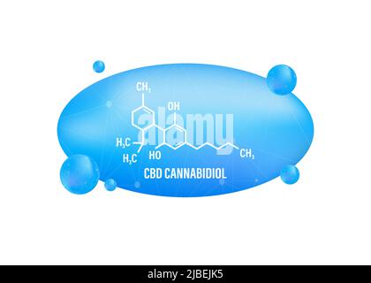 CBD cannabidiol sur fond vert. Arrière-plan vectoriel Illustration de Vecteur