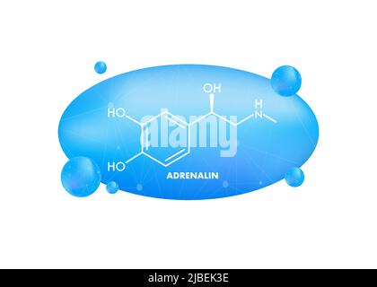 Adrénaline ou adrénaline, molécule de neurotransmetteur d'épinéphrine. Formule du squelette.illustration du vecteur Illustration de Vecteur