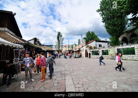 La Baščaršija dans la vieille ville de Sarajevo, Bosnie-Herzégovine. Banque D'Images