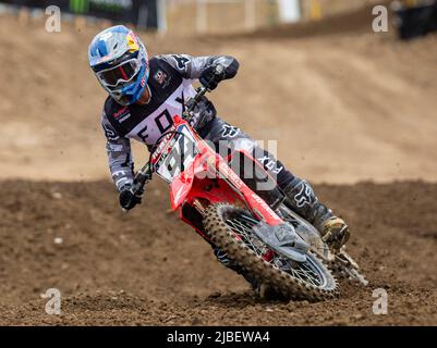 Cordova, CA, 04 juin 2022 Rancho Cordova, CA États-Unis Ken Roczen sort de TUR 23 pendant le Lucas Oil Pro Motocross Hangtown Classic 450 Groupe A qualification à Hangtown Rancho Cordova, CA Thurman James/CSM Banque D'Images