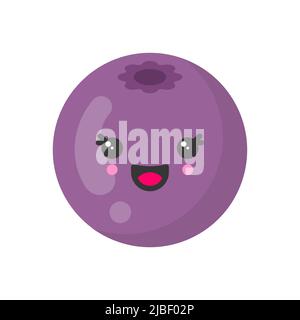 Adorable myrtille souriante, icône de fruit vectoriel colorée isolée Illustration de Vecteur