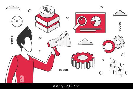 Conseiller financier expert. Conseil financier, directeur de l'audit comptable scénario monocolor illustration Illustration de Vecteur