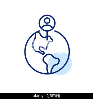 Affichage de la position de l'utilisateur sur la carte. Épingler sur le globe. Icône de dessin au trait de trait, pixel Perfect, modifiable Illustration de Vecteur