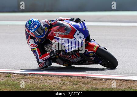 Barcelone, Espagne. 4th juin 2022. Cameron Beaubier des États-Unis de course américaine avec Kalex pendant la pratique libre de Gran PPremi Monster Energy de Catalunya en Moto2 au circuit de Barcelone-Catalunya à Barcelone. (Image de crédit : © David Ramirez/DAX via ZUMA Press Wire) Banque D'Images