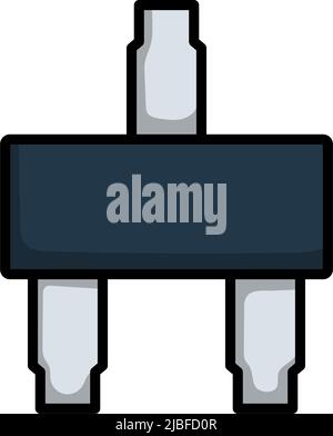 Icône transistor CMS.Contour gras modifiable avec Color Fill Design.Illustration vectorielle. Illustration de Vecteur