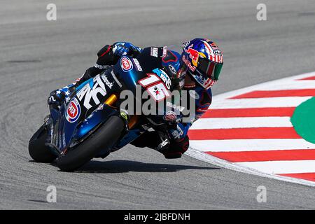 Barcelone, Espagne. 4th juin 2022. Joe Roberts de US de Italtrans Racing Team avec Kalex lors de la pratique libre Moto2 de Gran PPremi Monster Energy de Catalunya au circuit de Barcelone-Catalunya à Barcelone. (Image de crédit : © David Ramirez/DAX via ZUMA Press Wire) Banque D'Images