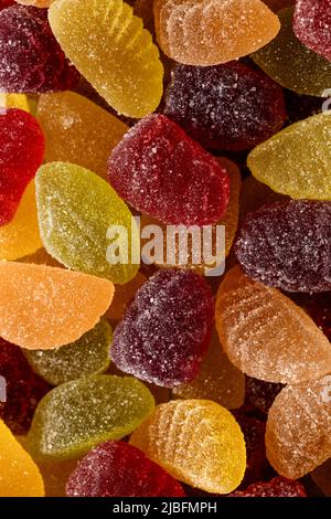 Vue rapprochée depuis le dessus de l'assortiment de bonbons italiens séchés en gelée Banque D'Images