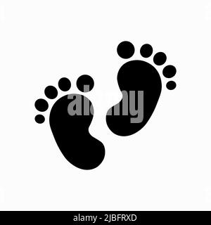 Icône bébé pieds. Symbole d'empreinte enfant plate sur fond blanc. Illustration de Vecteur