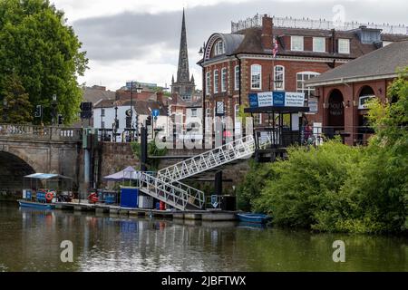 Stade d'atterrissage en bateau Sabrina sur Victoria Quay, Shrewsbury, Shropshire, Angleterre, Royaume-Uni. Banque D'Images