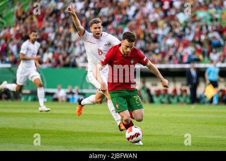 Lisbonne, Portugal. 05th juin 2022. Diogo Jota du Portugal en action pendant le match de l'UEFA Nations League entre le Portugal et la Suisse au stade Alvalade. Score final; Portugal 4:0 Suisse. (Photo de Hugo Amaral/SOPA Images/Sipa USA) crédit: SIPA USA/Alay Live News Banque D'Images