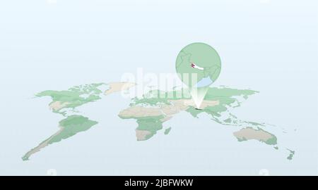 Carte du monde en perspective montrant l'emplacement du pays Népal avec carte détaillée avec drapeau du Népal. Illustration vectorielle. Illustration de Vecteur