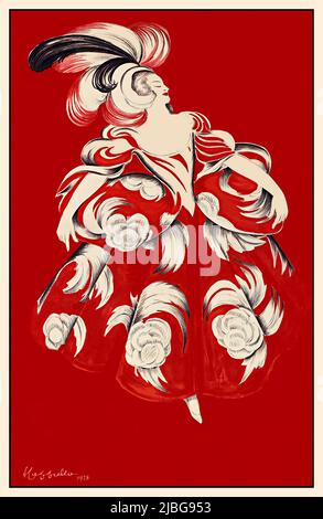 Un détail d'un tournant du 20th siècle, poster publicitaire français par Leonetto Cappiello (1875-1942). Conçu à l'origine pour la liqueur Anisette Marie Brizard, les détails du texte ont été supprimés pour mettre en valeur la femme à la mode. Banque D'Images