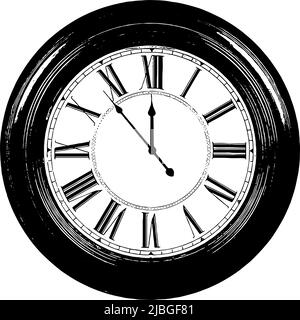 Illustration du vecteur de l'horloge murale en noir sur fond blanc Illustration de Vecteur