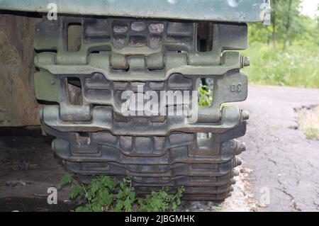 Gros plan de Caterpillar dans le réservoir Banque D'Images