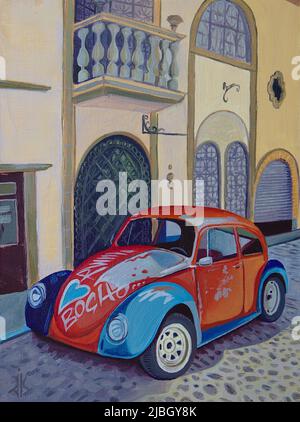 Peinture originale du coléoptère VW au Mexique Puerto Vallarta Banque D'Images