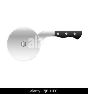 Caricature ustensiles coupe-pizza cuttery couleur dégradé gris Illustration de Vecteur