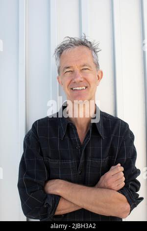 Geoff Dyer à Venise, Californie, le 21st avril 2022 pic © Dan Tuffs 2022 Banque D'Images