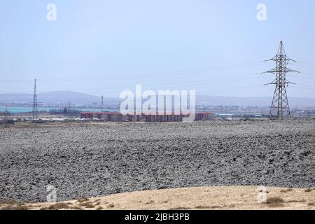 Une violente éruption d'un volcan de boue. Primorsk. Azerbaïdjan. Banque D'Images