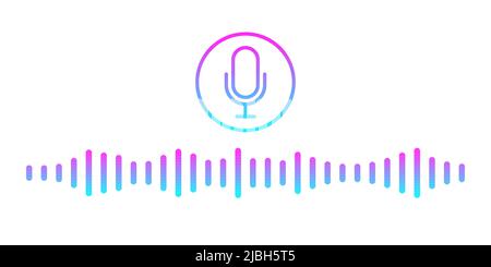 Icône de message vocal. Messagerie vocale. Icône colorée de la boîte vocale avec onde sonore et microphone. Illustration de dessin animé vectoriel plat pour Illustration de Vecteur
