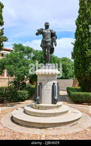 Statue de Garcilaso de la Vega. Tolède centre-ville. Castilla la Mancha, Espagne. Banque D'Images