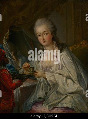 Portrait de Madame du Barry et de la page Zamore. Copie de la fin du 18th siècle (?) Après une gravure de Jean-Baptiste André Gauthier-Dagoty (1740-1786). Musée Calouste Gulbenkian. Lisbonne, Portugal. Banque D'Images