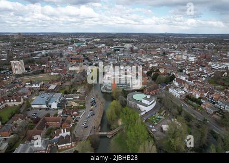 Centre-ville de Guildford Surrey vue aérienne de drone britannique Banque D'Images