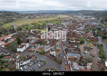 Godalming Market Town, Surrey UK drone aERIAL Banque D'Images