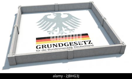 Protéger la Loi fondamentale. Texte: Droit fondamental de la République fédérale d'Allemagne. ('Grundgesetz für die Bundesrepublik Deutschland' en allemand). Banque D'Images