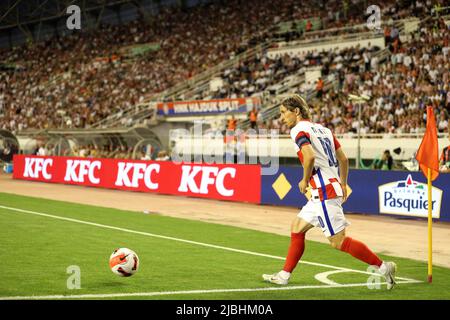 SPLIT, CROATIE - JUIN 06: Luka Modric de Croatie pendant la Ligue des Nations de l'UEFA Un match du Groupe 1 entre la Croatie et la France à Stadion Poljud sur 6 juin 2022 à Split, Croatie. Photo: Luka Stanzl/Pixsell Banque D'Images