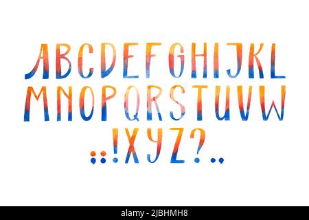 Illustration aquarelle en aquarelle avec police bleu. Banque D'Images