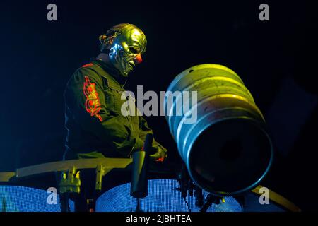 Moline, États-Unis. 05th juin 2022. Shawn 'Clown' Crahan de Slipnet pendant le spectacle de Knotfest Roadshow le 5 juin 2022, au Centre Taxslayer de Moline, Illinois (photo de Daniel DeSlover/Sipa USA) Credit: SIPA USA/Alay Live News Banque D'Images