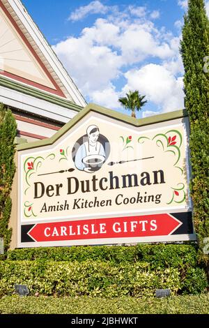 Sarasota Floride, Pinecraft Pine Craft, Amish signe de la communauté, Der Dutchman Amish cuisine cuisine restaurant repas Banque D'Images