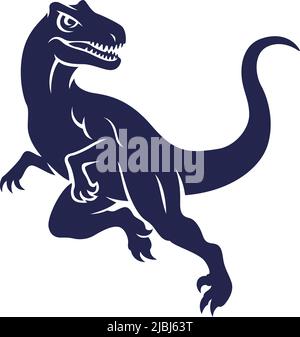 Silhouette de Velociraptor Dinosaur running Illustration de Vecteur