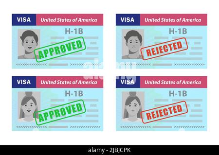 H1B Visa USA pour employer temporairement des travailleurs étrangers dans des professions spécialisées.Document d'immigration.Illustration du modèle vectoriel dans Passport. Illustration de Vecteur