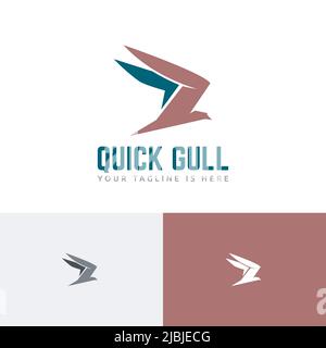 Fast Quick Seagull Bird Fly transport livraison logo Voyage Illustration de Vecteur