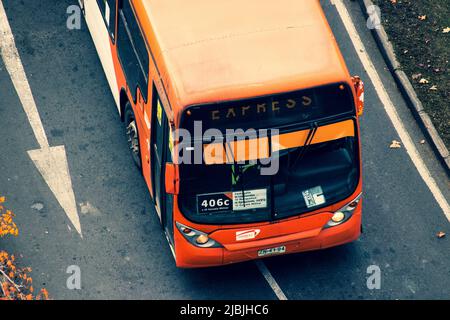 Bus de transit Transantiago à Las Condes, exploité par Express à Santiago, au Chili Banque D'Images