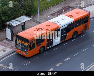 Bus de transit Transantiago à Las Condes, exploité par Express à Santiago, au Chili Banque D'Images