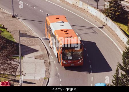 Bus de transit Transantiago à Las Condes, exploité par Express à Santiago, au Chili Banque D'Images